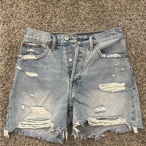 Abercrombie & Fitch Light Blue Distressed Jean Shorts